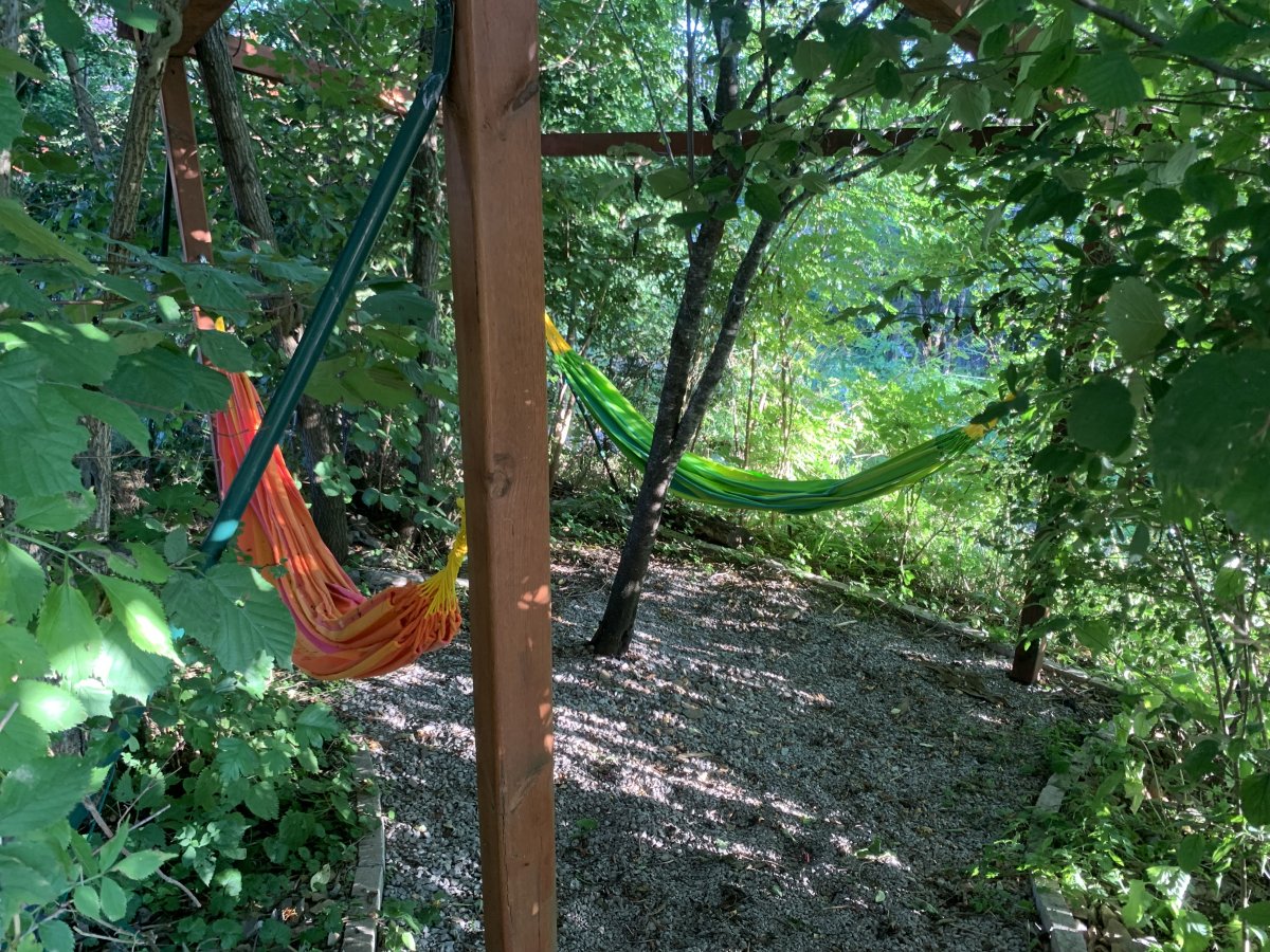 You can get some serious ZZZZZZZZZZs on this beach hammock terrace hidden away..