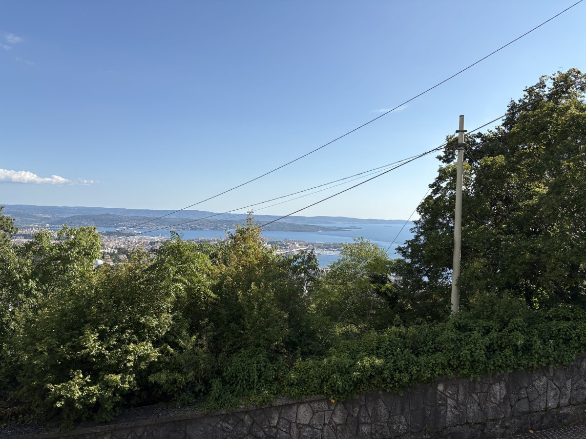 Views down to the sea and that is the Slovenia coast in the distance too..