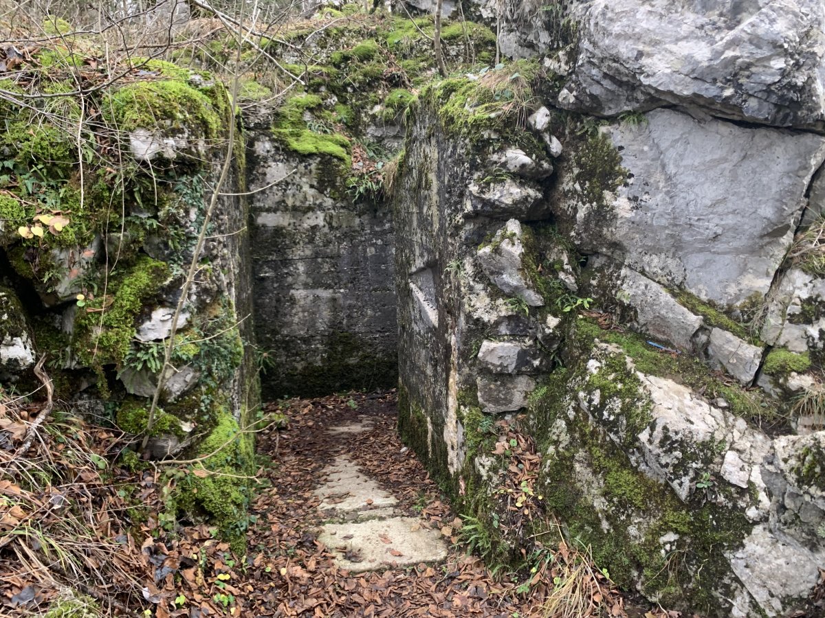 this way into the cliff bunker..