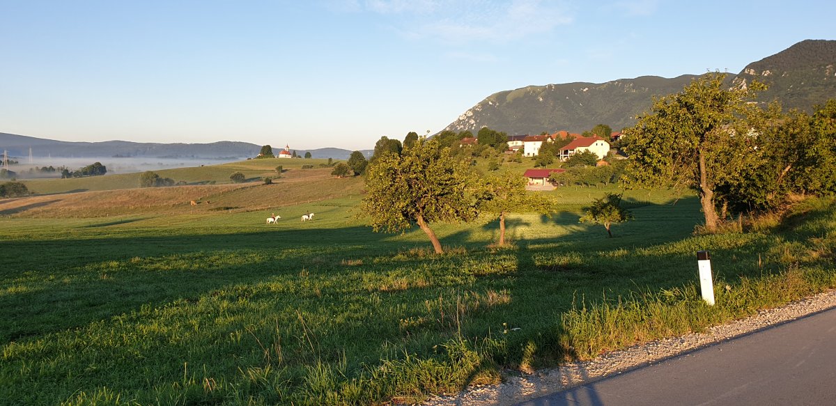 St George's church and Nanos mountain in our sights..