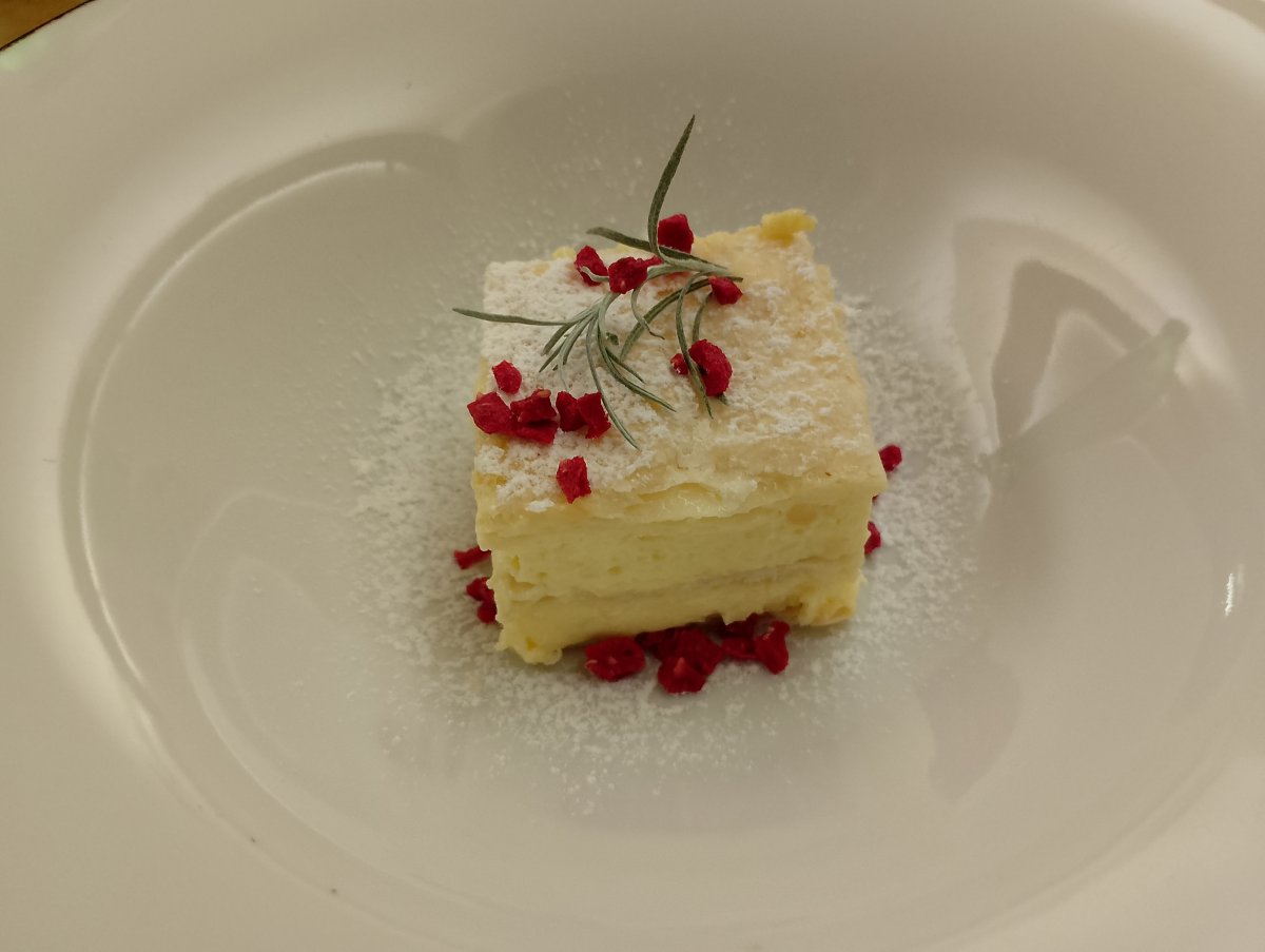 looks like a traditional Slovenian Crem Schnitta, but this Vipava Valley mascarpone version will surprise and delight you..