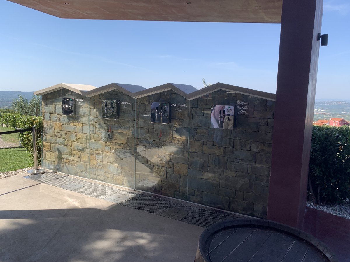 Malvazija and Refosk are the unique Slovenian wines here and ther eis also a sweet Refosk and local Chardonnay on offer..