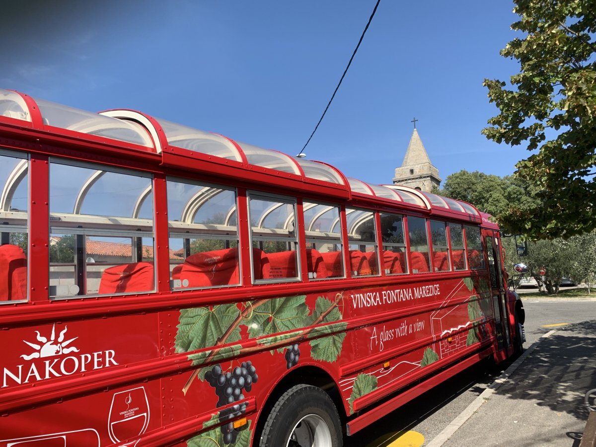 It can be tricky to get up here to Marezige on the hill, so there is also a wine bus..