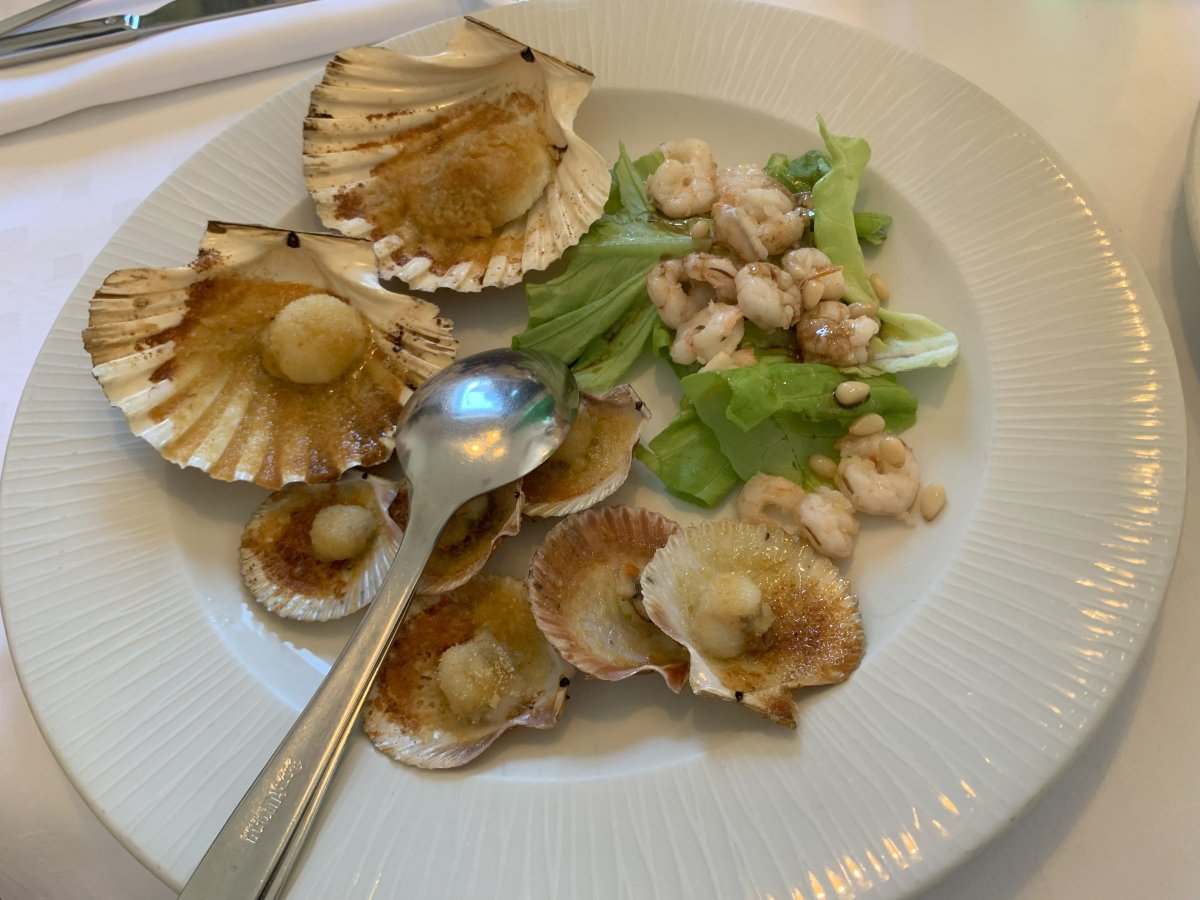 Warm seafood starter at Trost, Rodik..