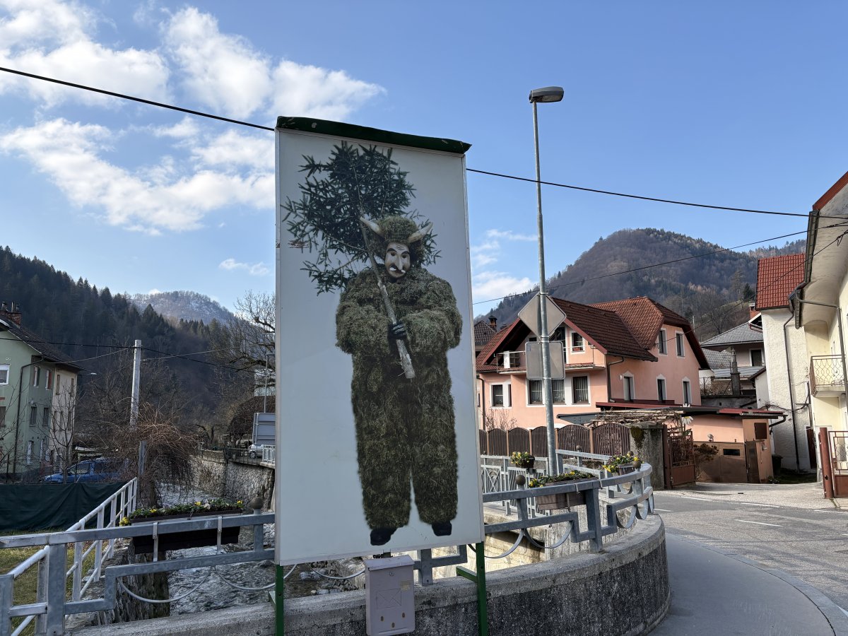 This is the only sign in the centre of the village to warn you that PUST is coming..