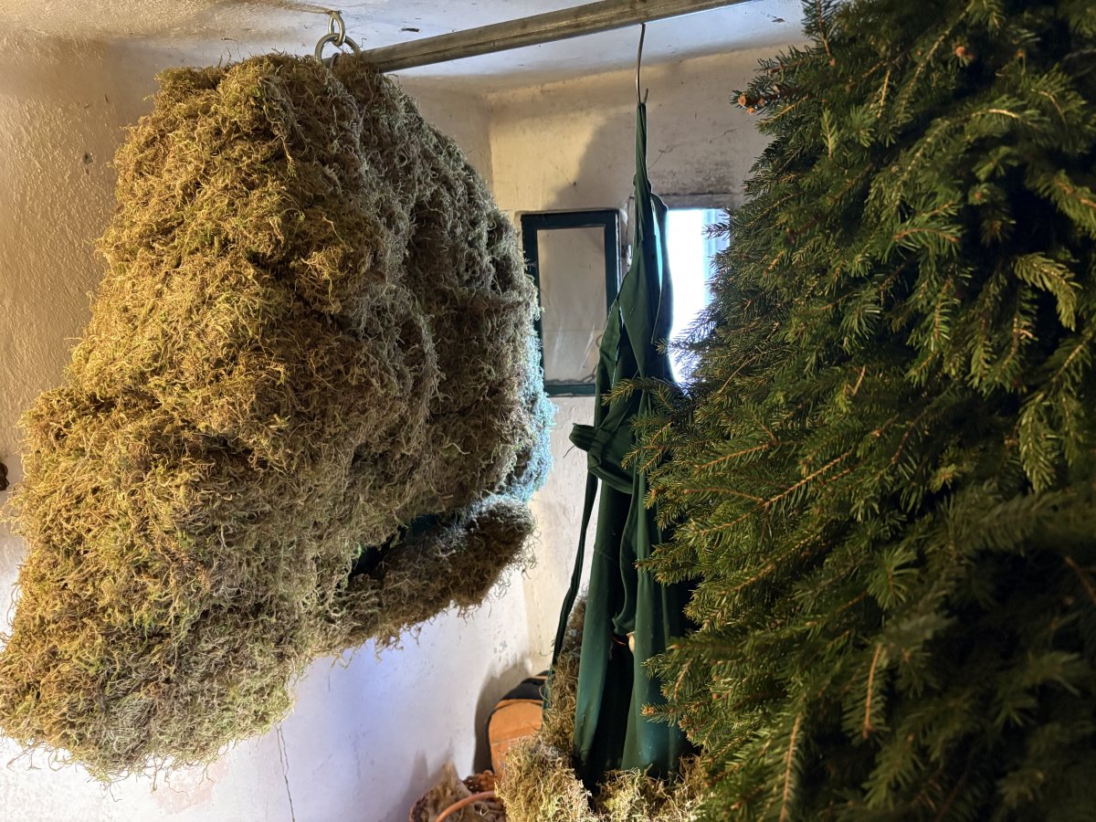 A very special moment to see the 3 hand made costumes hanging in the cold air in a room at the top of the Laufarija House..