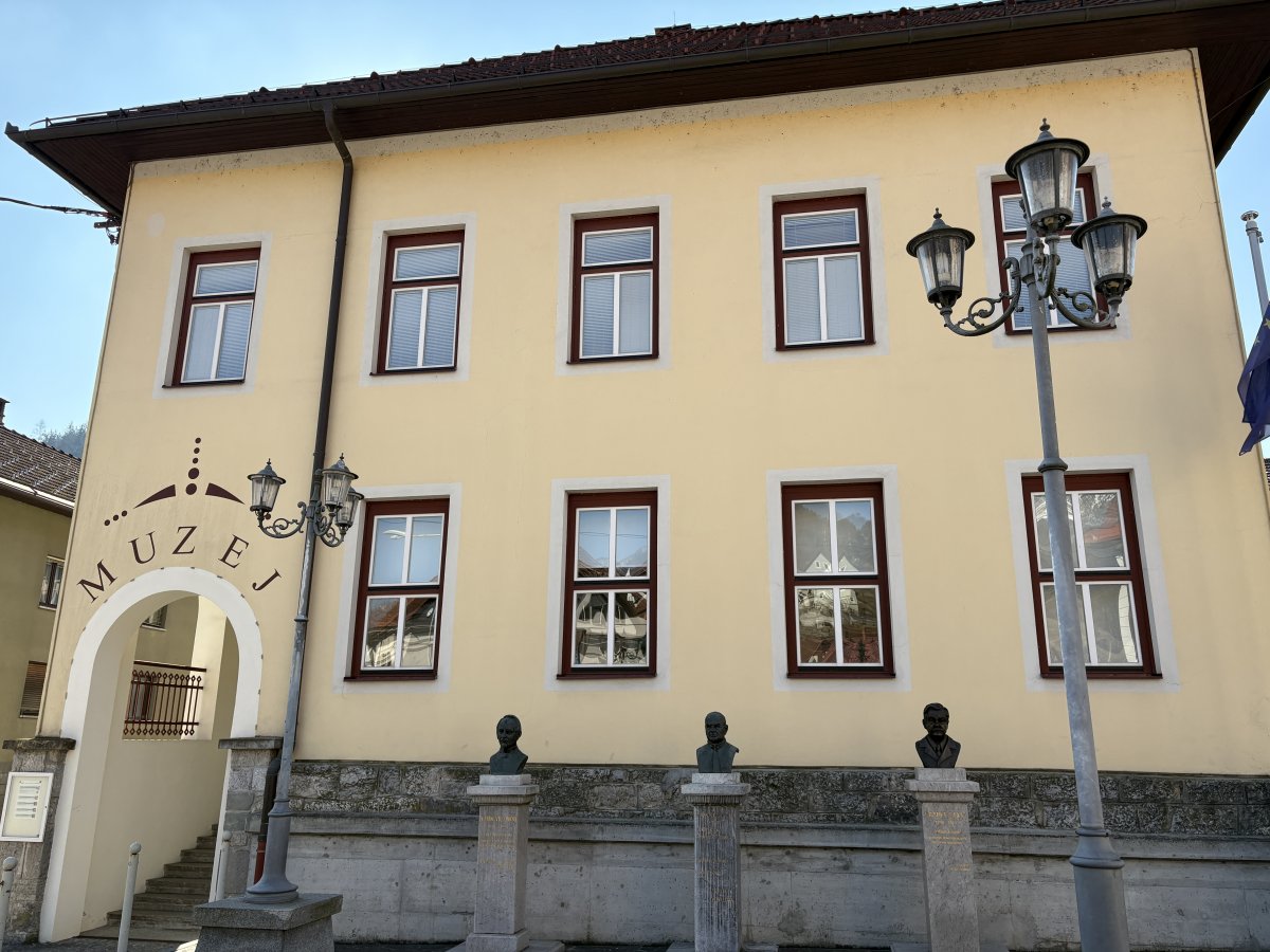 the Cerkno museum takes pride of place at the start of the small town centre..