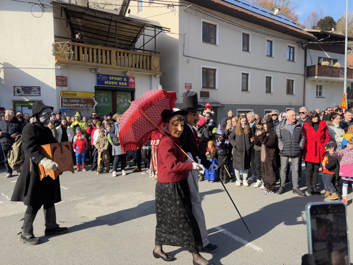 the Posh couple are followed by the Grumpy old man, playing his accordian..