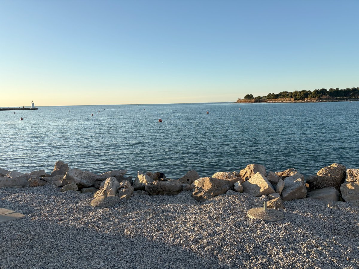 Pebble beach at Novigrad..