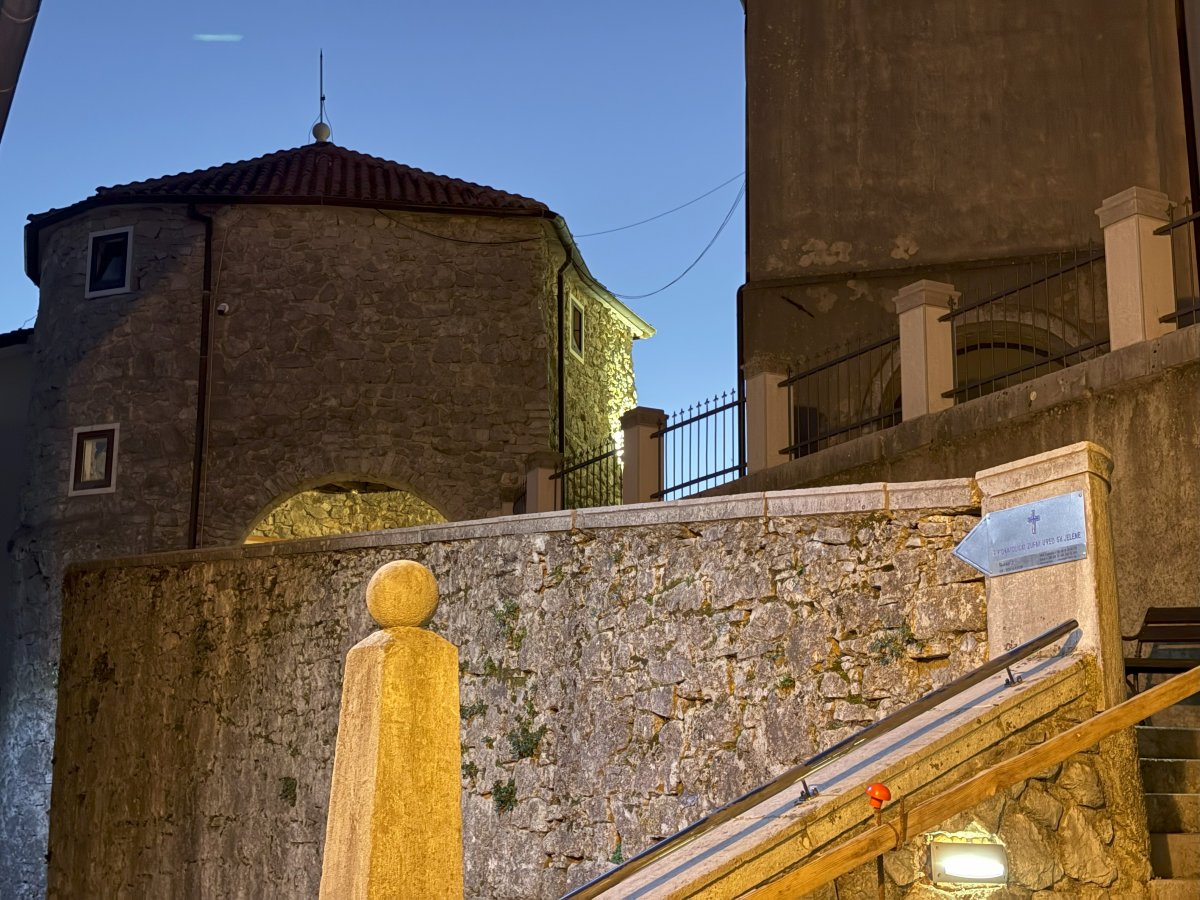 Walking up to the church viewpoint in Kastav..