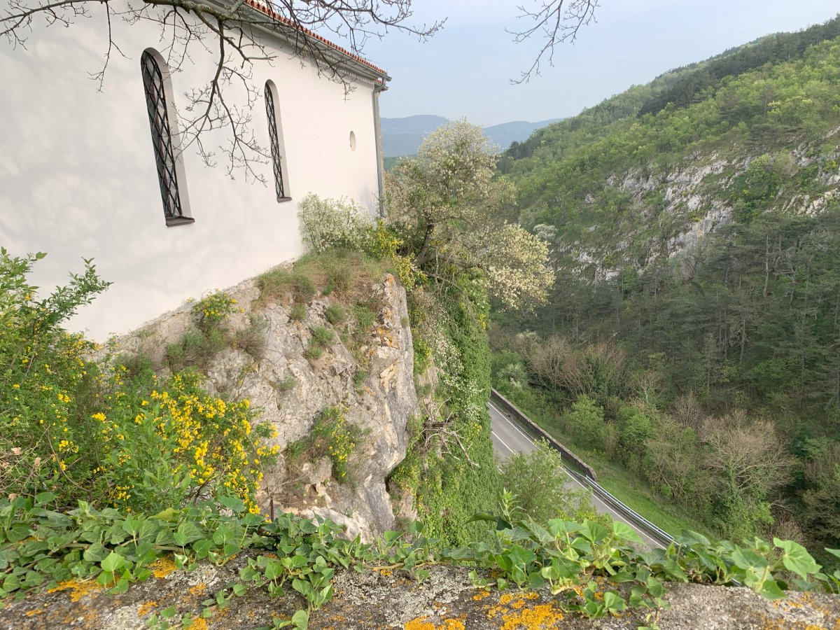 The Fortress Church towers above the ancient road..