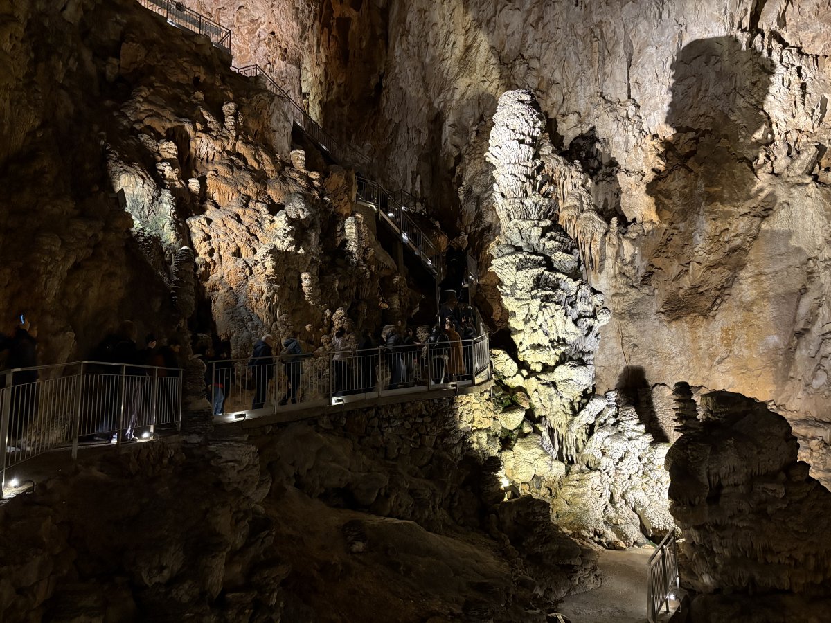 This is the biggest single dripstone in the cavern and the point where you start going up..
