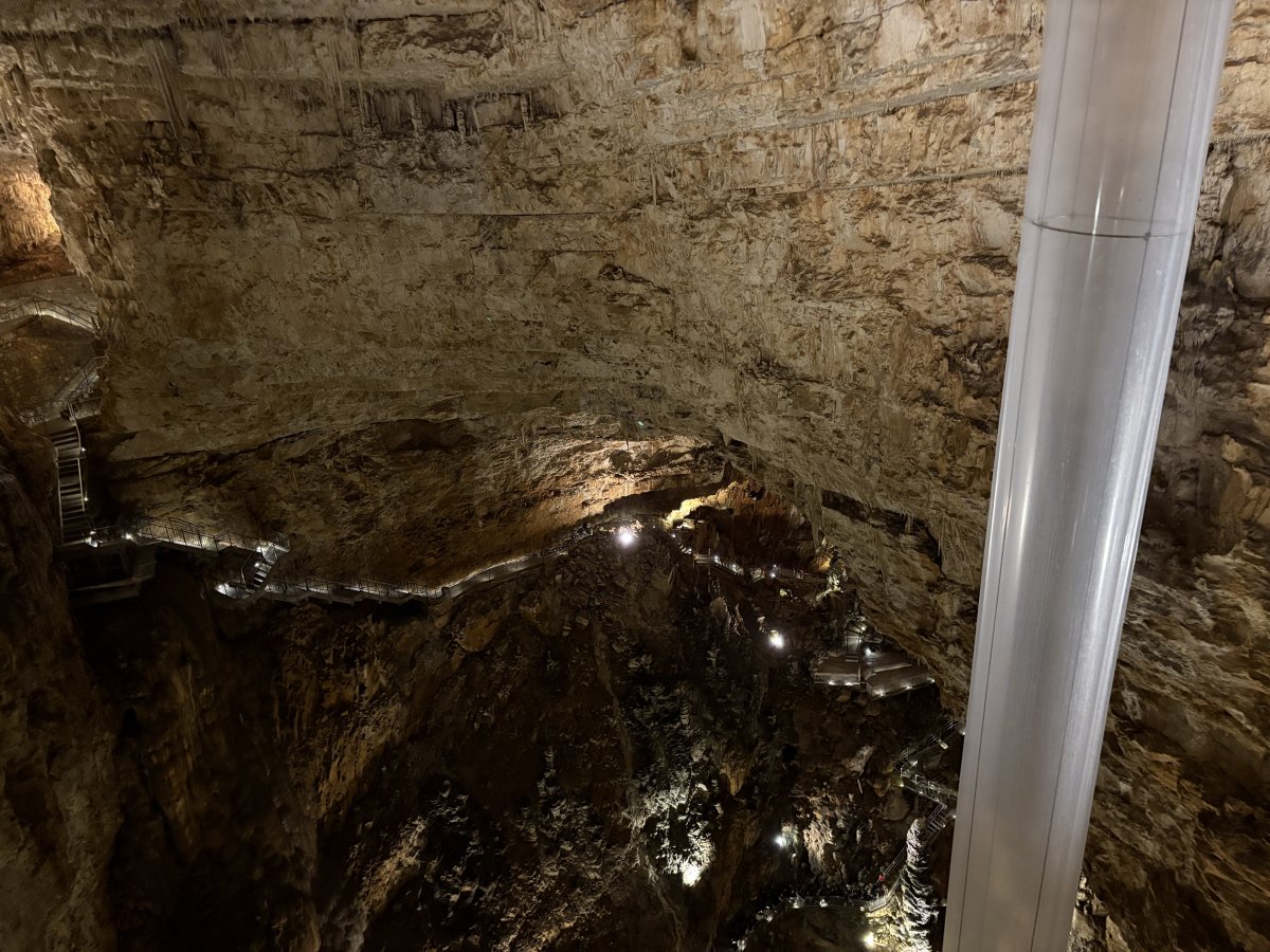 Your legs might wobble a bit when you reach the top of the cave next to these long plastic tubes..