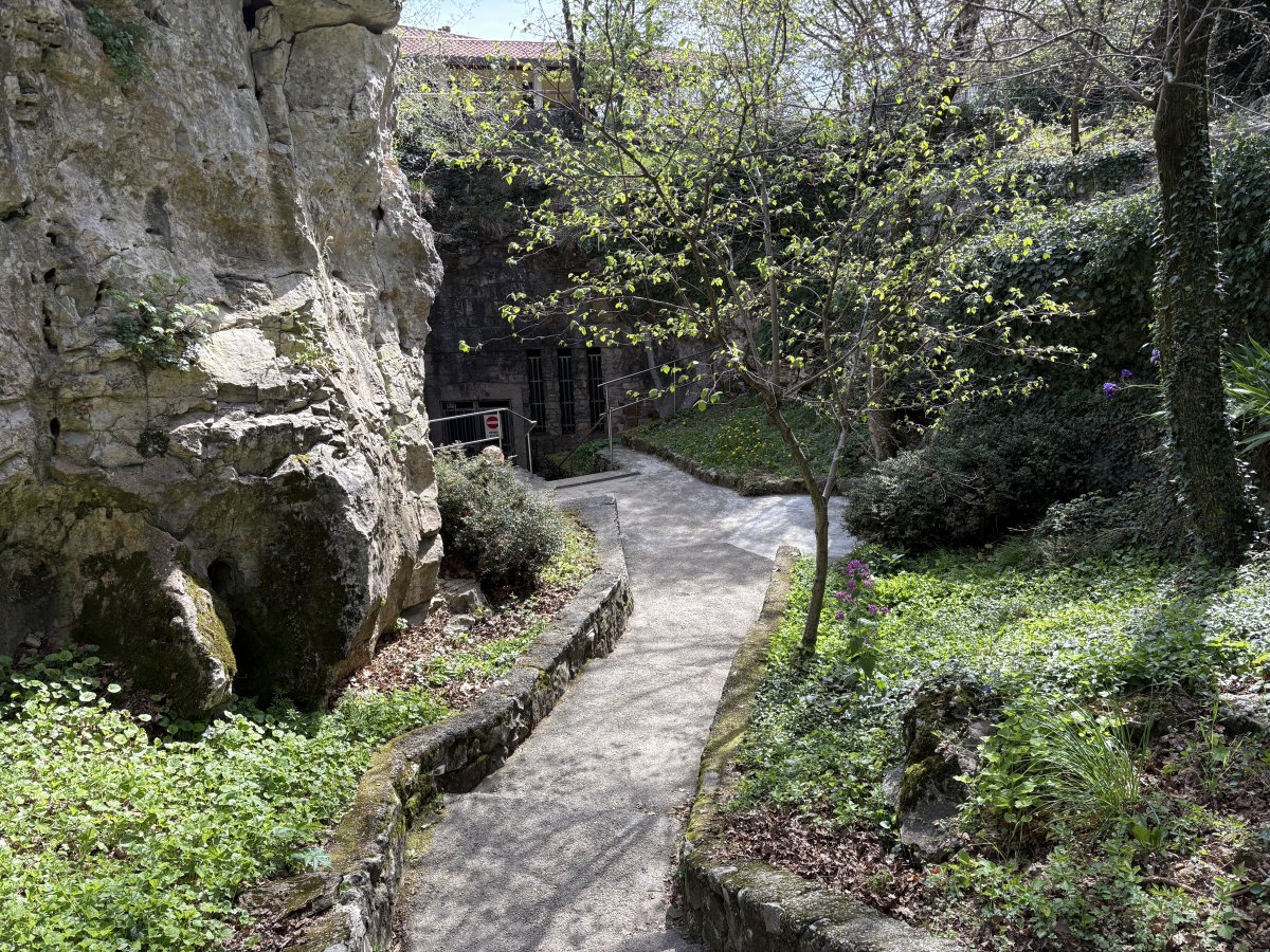 Exiting the cave you are greeted with a spring garden, but through that hole is a 100 metre drop to the centre of the planet..