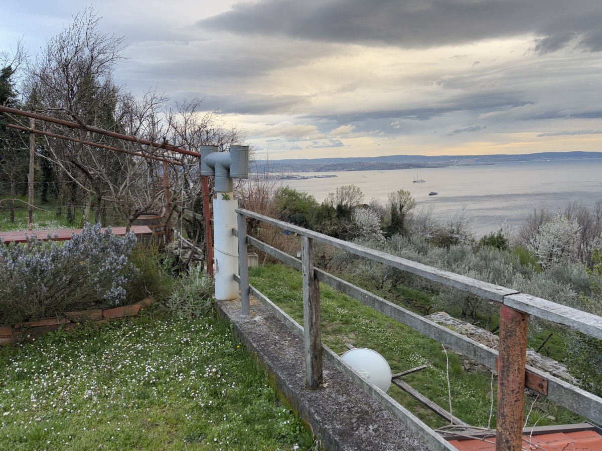 Several terraces to enjoy the sea views from and the city of Trieste is below and on the left..