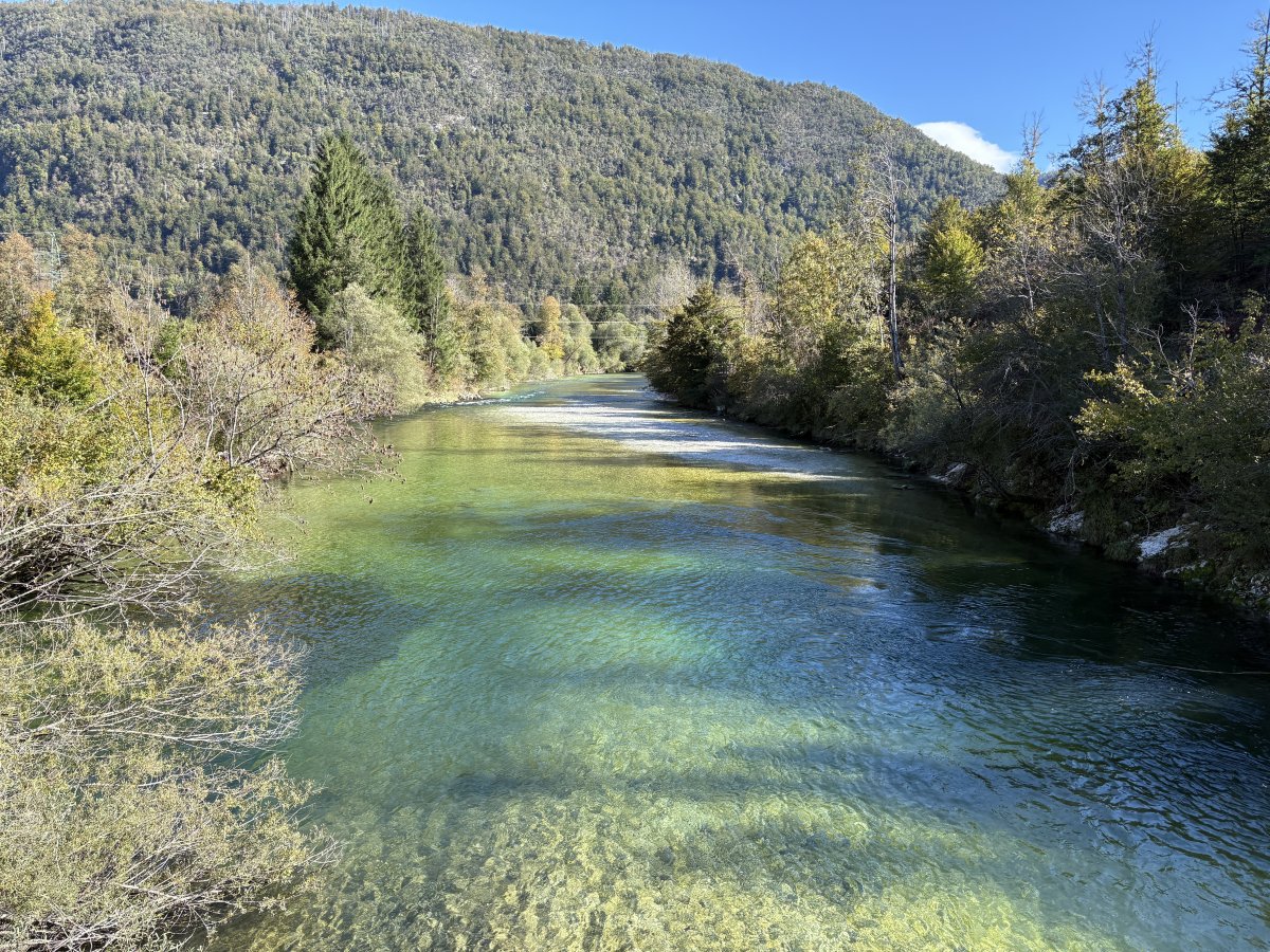 Water from Little Storm Falls joins the stunning Sava Bohinjka river, which flows from lake Bohinj, past lake Bled to join Slovenia's longest river, the Sava..