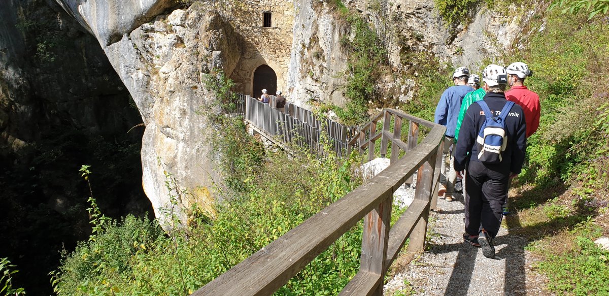 Entering the Batcave under Predjama Castle..