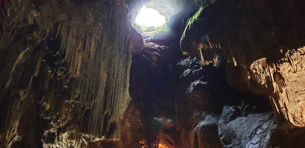 Approaching the exit to Divaca Cave..